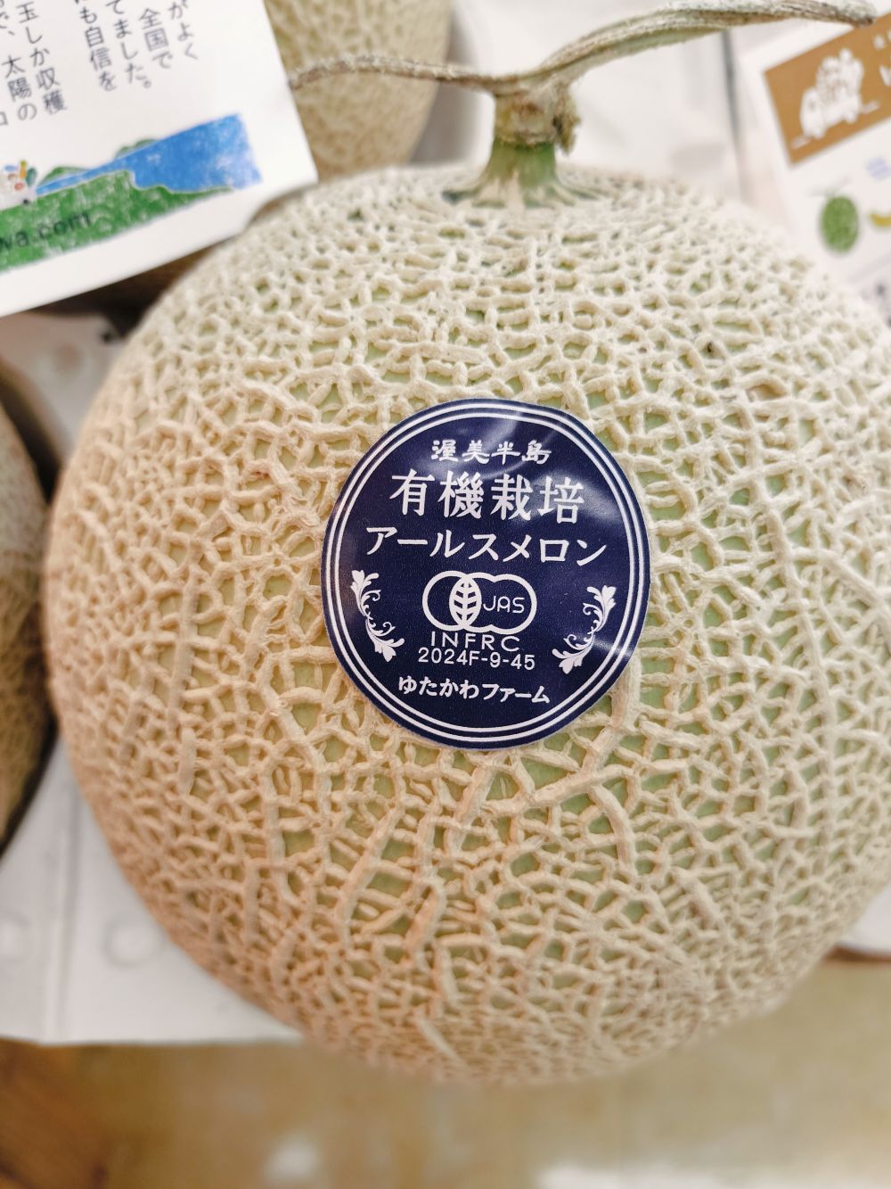 有機アールスメロン(傷あり)無農薬・無化学肥料 1玉約1.5㎏ ゆたかファーム 愛知県