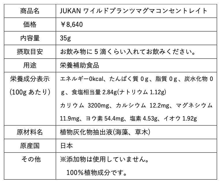 JUKAN ワイルドプランツマグマコンセントレイト 35g