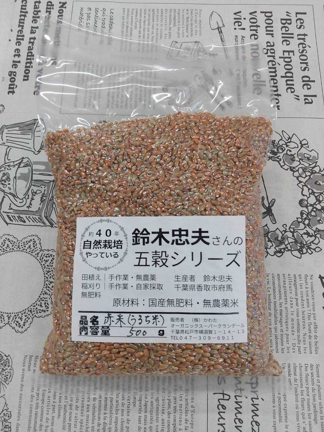 千葉県産　鈴木さん自然栽培の赤米　約500ｇ（うるち米）