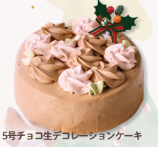 【2025クリスマス】5号チョコ生デコレーションケーキ　約15センチ